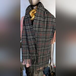Auth Burberry Lambswool Classic Nova Check Scarf in Grey  🏴󠁧󠁢󠁥󠁮󠁧󠁿